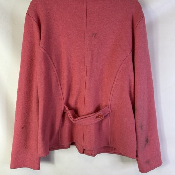 Vintage 90s Alpaca Cardigan Sweater Coat Pink Distressed - Picture 9 of 10